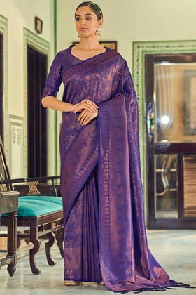 Lapis Blue Zari Woven Kanjivaram Silk Saree