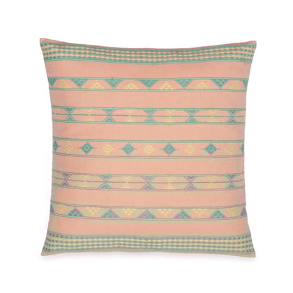 Handwoven Cushion 18x18 Peach Yellow Green