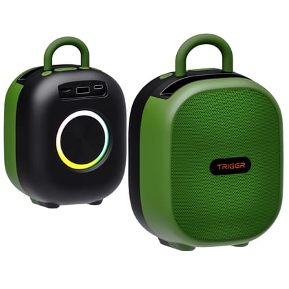 TRIGGR Puls8, 10W Portable BT Speaker, FM Mode, Rubber Finish, 8 Hr Playtime, v5.3-Jungle Green