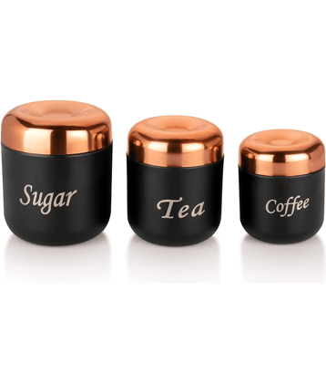 STEEPLE Stainless Steel Black Tea/Coffee/Sugar Container ( Set of 3 )
