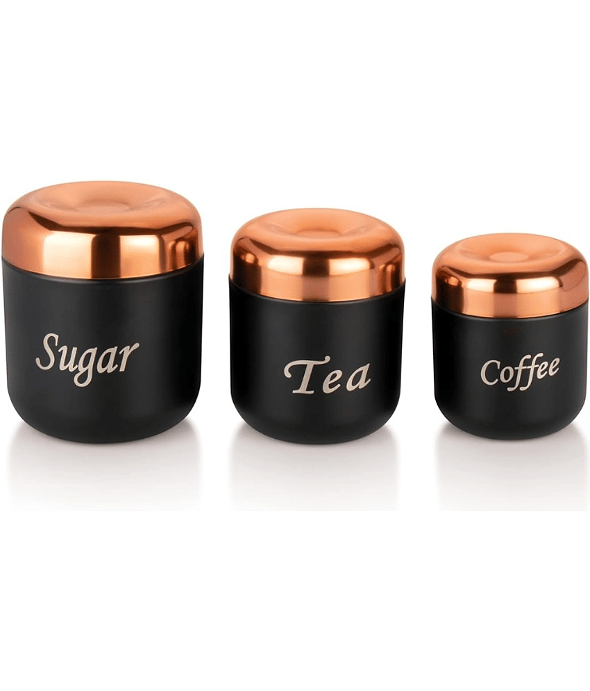 STEEPLE Stainless Steel Black Tea/Coffee/Sugar Container ( Set of 3 )