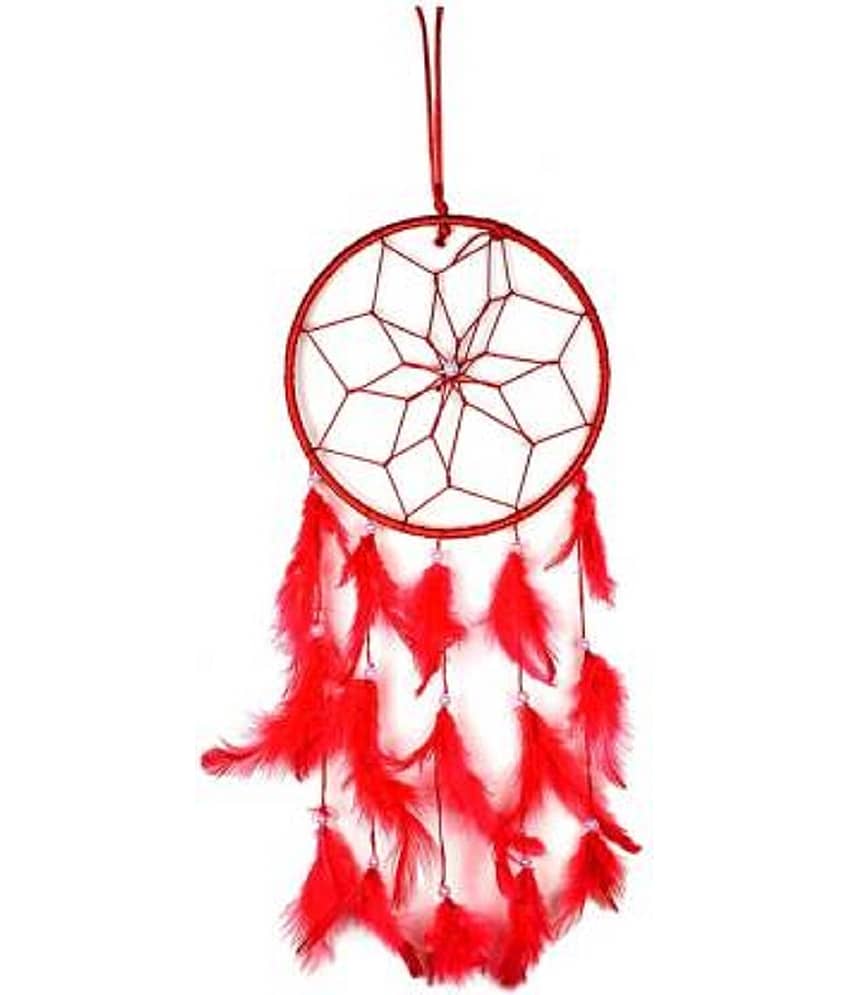 new lucky Feather Red Dream Catcher - Pack of 1 ( 20 X 3 cms )