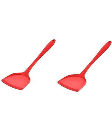 Baskety Silicone Flexible Serving Mixing Nonstick Spatula ( Pack of 2, Red )