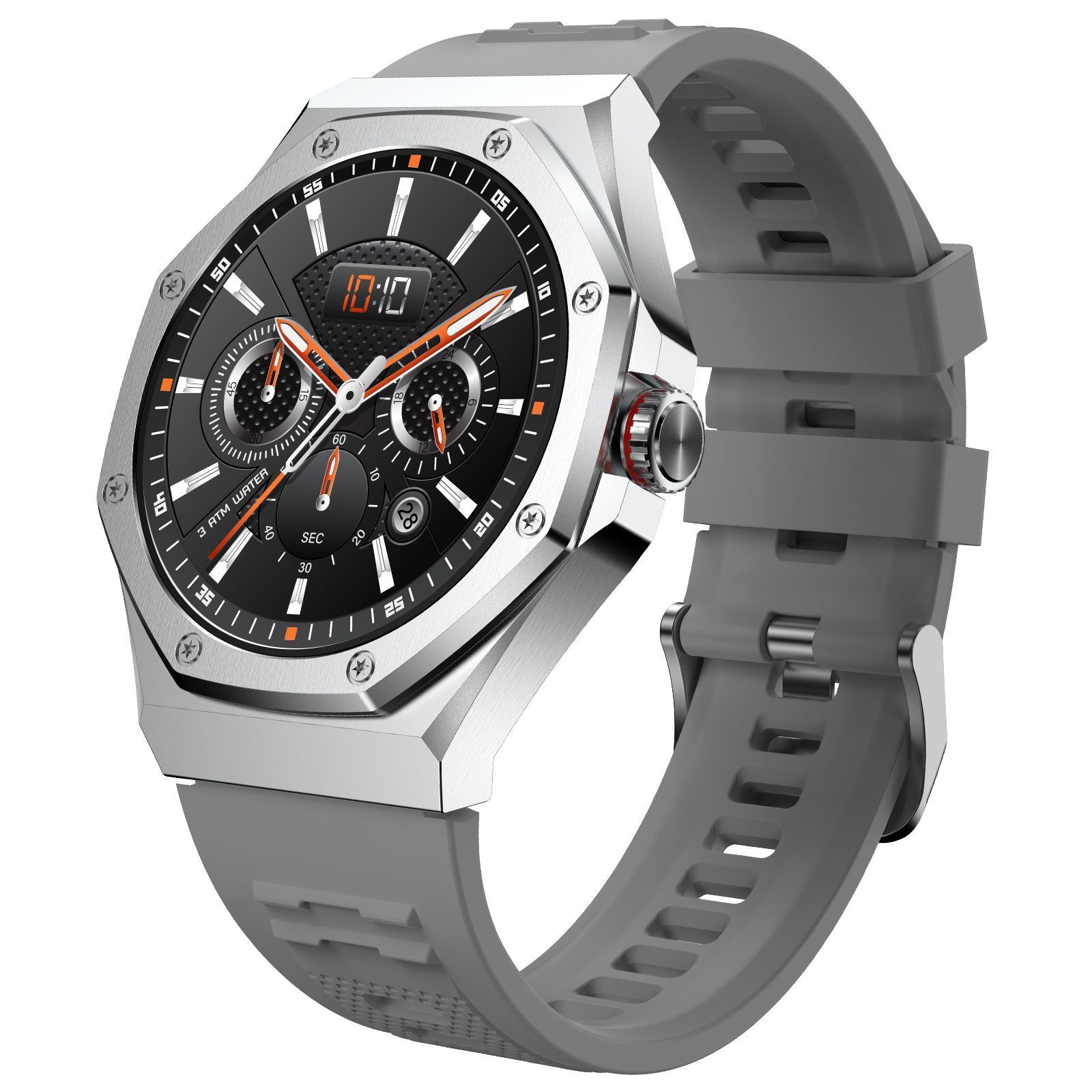 CELLECOR E4 Edge 1.52" HD+ Round Display with 850 NITS | BT-Calling | AOD | Smartwatch (Silver Grey)