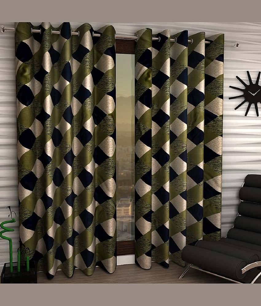 Tanishka Fabs Semi-Transparent Curtain 7 ft ( Pack of 2 ) - Green