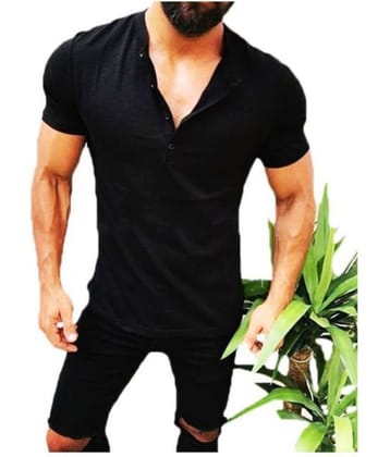 Trond Cotton Black Color Block T-Shirt