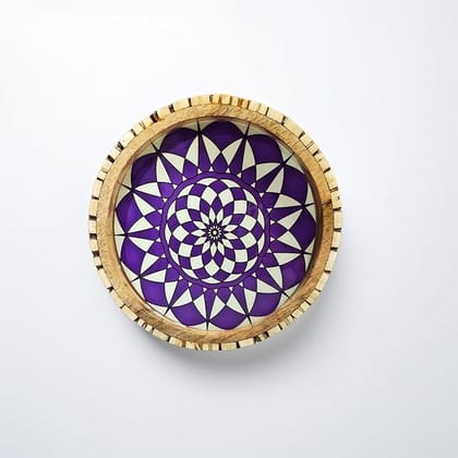 BELONGINGS Premium Round Tray | Kitchen&Dining | Serving Tray | Decorative Tray | 100% Wood Made with Resin Art on it | Wooden Serving Tray/Platter for Home and Kitchen