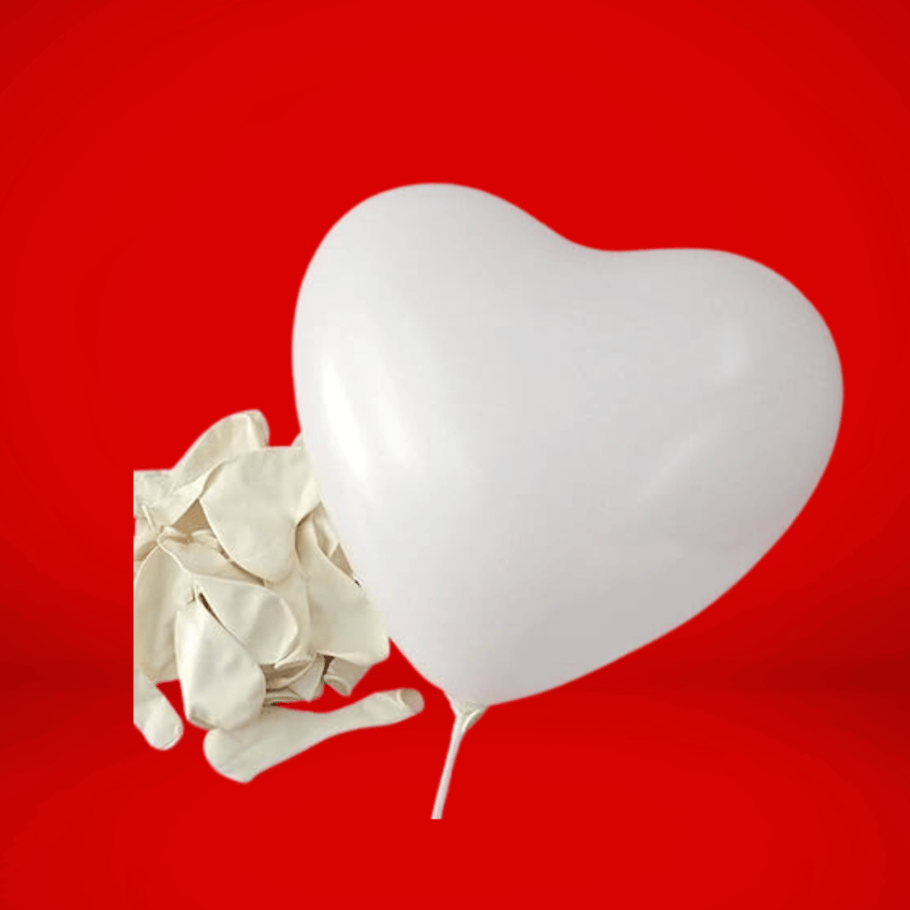 Heart Shaped White Balloons - 10 inches - 25PC - Party and Festive Needs | Buy online on ZillyBuy