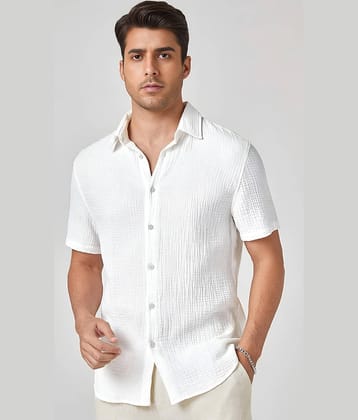 WEBRIC Cotton Blend Regular Fit Solids Half Sleeves Men's Casual Shirt - White ( Pack of 1 )