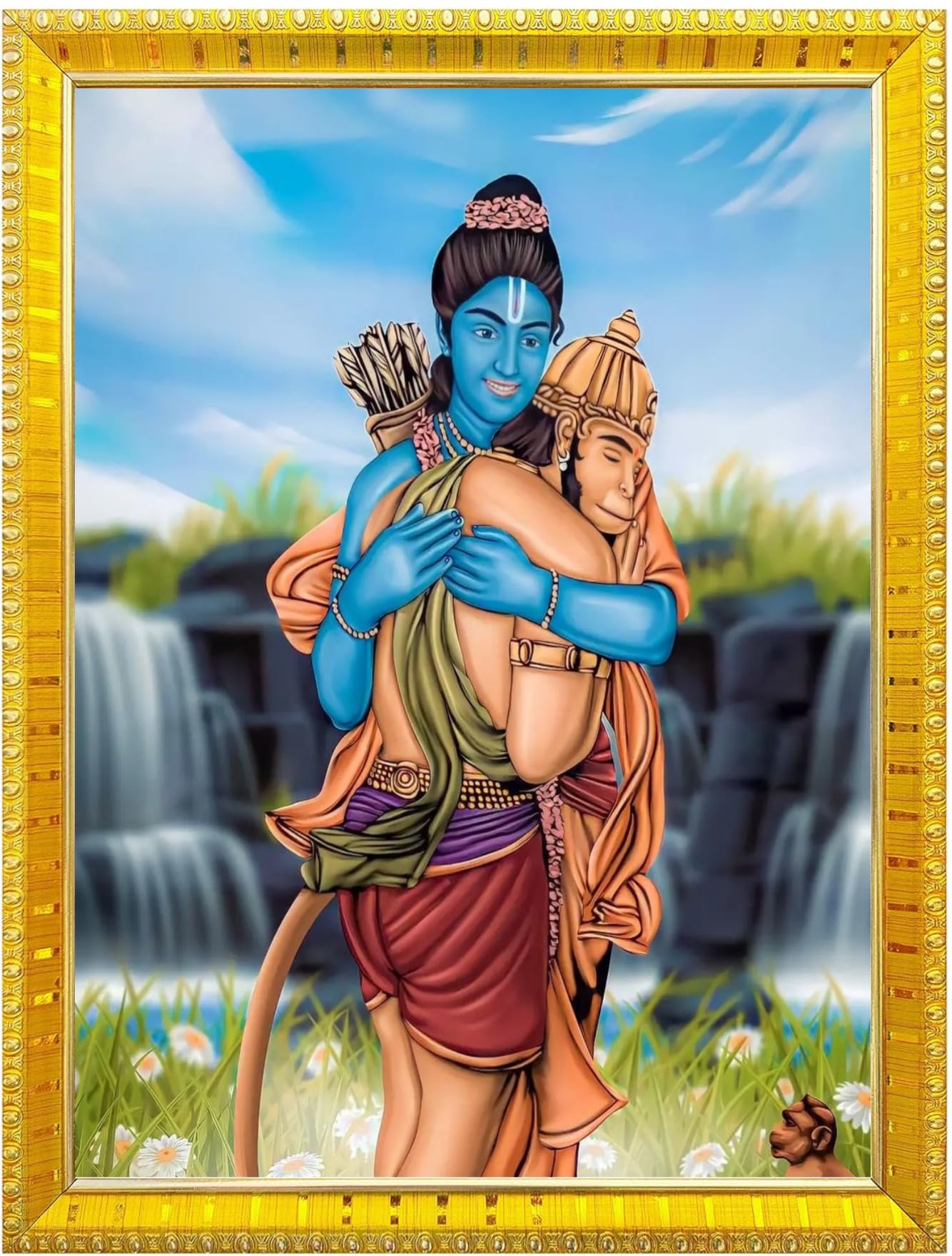 NOKKES Hanuman Bajrangbali Hanumanji Maruti Golden 5X7 Inch Photo Frame_AQW19
