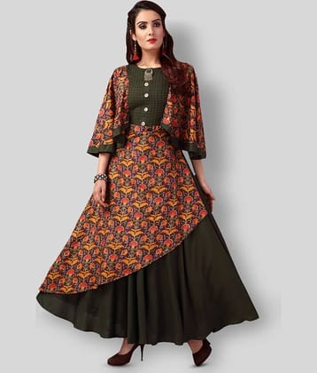 Madhuram Textiles - Multicolor Rayon Women's Double Layered Kurti ( Pack of 1 )