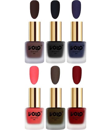 VOLO Velvet Dull Matte Posh Shades Nail Polish Multi Pack of 6 48 mL