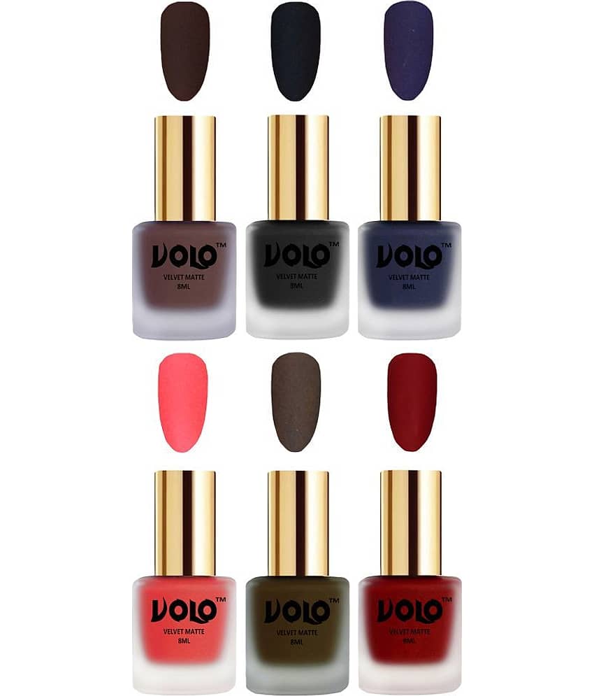 VOLO Velvet Dull Matte Posh Shades Nail Polish Multi Pack of 6 48 mL