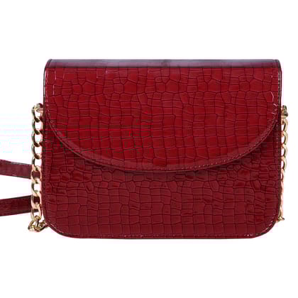 The Wallet Store Premium Brick Style Leather Sling Bag - Red