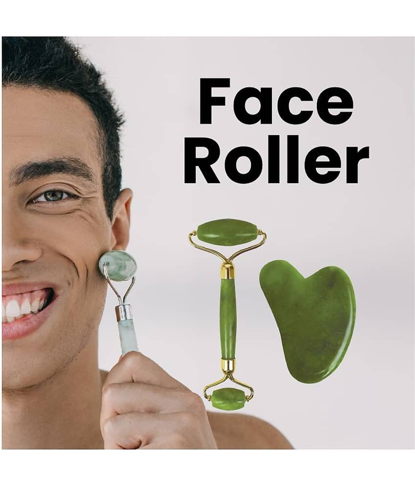 Mars by GHC Jaderoller_1 jade roller with gua sha | face toning & serum application| For men & women Massager (Green)