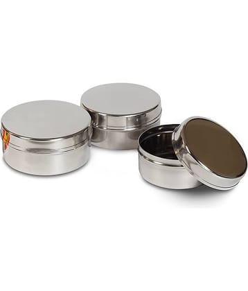 Dynore Multi size dabbi Steel Silver Pickle Container ( Set of 3 )