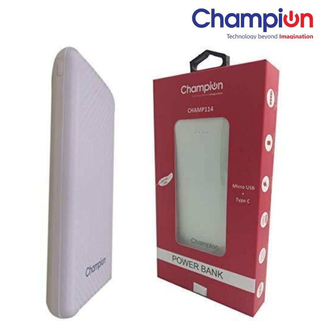 Champion CHAMP 114 Power Bank 10000 mAh Dual USB, Fast Charging for All Devices