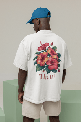 thetti song from painkili movie inspired Round Neck Drop Shoulder Graphic Printed Oversized Cotton T-shirt-S / White
