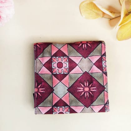5 COMPARTMENT MINI WALLET-MAROON PEACH TILE