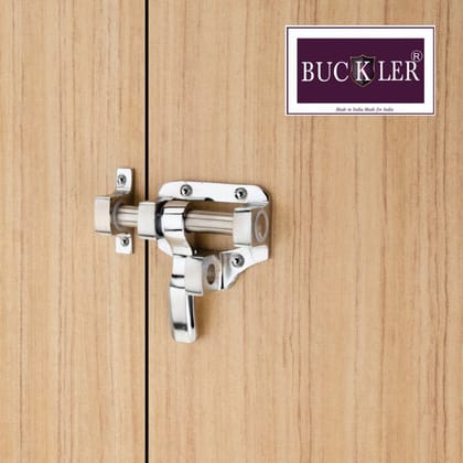 BUCKLER Latching Draw Hasp Latch (Aluminium, Stainless Steel) Finish-Silver, Size -4 Inch