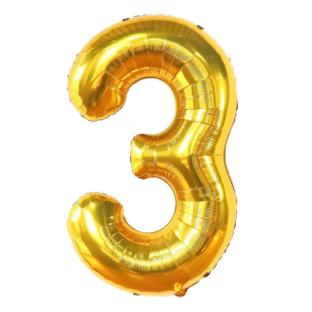 Numerical 3 18" Golden Balloon - Party and Festive Needs | Buy online on ZillyBuy