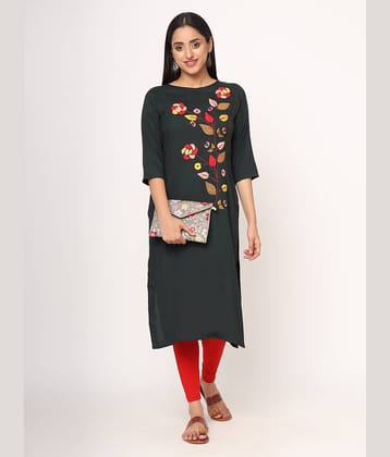 Sitaram Designer Pack of 1 Rayon Embroidered Straight Women's Kurti - ( Green )