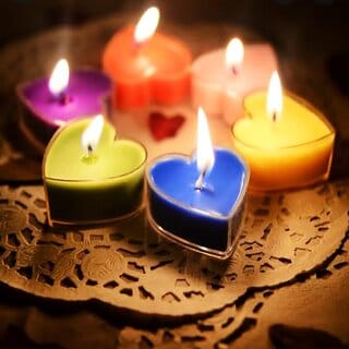 Romantic Tea Light Candles, Soy Wax, Scented, 5-6 Hours Burn Time, Decoration Item For Home, Valentine Candles, Heart Shape Tea Light Candles Set Of 10 (Multi Color)