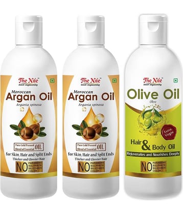 The Nile Moroccan Argan Oil 100 ML X 2 + Olive Oil 100 ML 300 mL Pack of 3