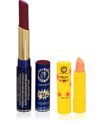 Colors Queen 18 Hours Stay Lipstick Lip Balm Bronze Pack of 2 5 g