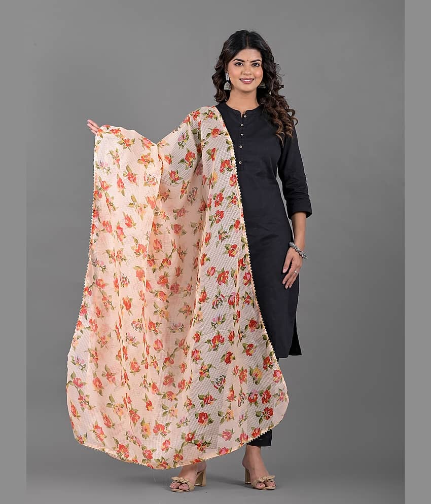 Apratim Peach Cotton Blend Women's Dupatta - ( Pack of 1 )