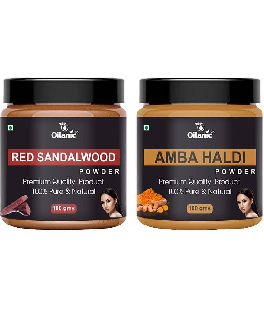 Oilanic 100% Red Sandalwood Powder & Amba Haldi Powder For Skin Hair Mask 200 g Pack of 2