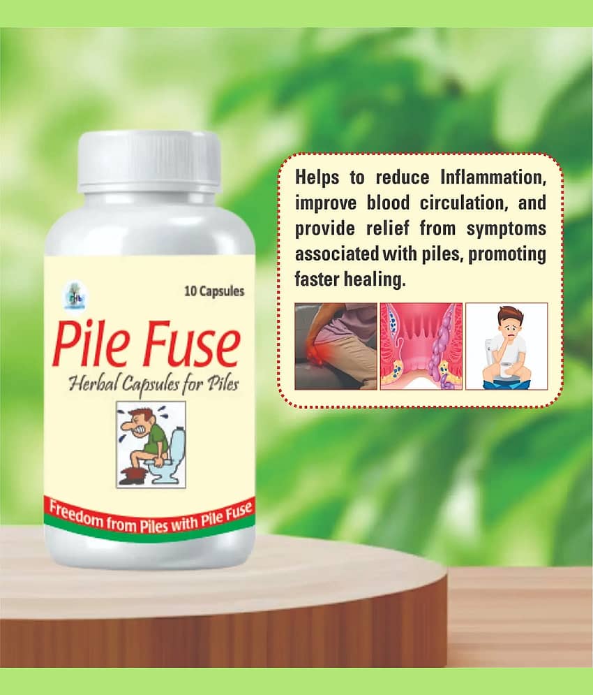 Sri Herbasia Biotech Ayurvedic Pile Fuse Herbal Capsule For Piles 10 No.S (Pack of 2)
