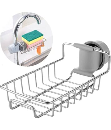 Tapixaa Kitchen Bathroom Sink organizer stainless steel heavy duty thickening hanging drain rack for scrubbers, bathroom ( Pack Of 1)