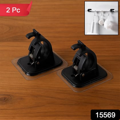 Heavy-Duty Wall-Mount Clip with Transparent Adhesive Base (2 Pc)