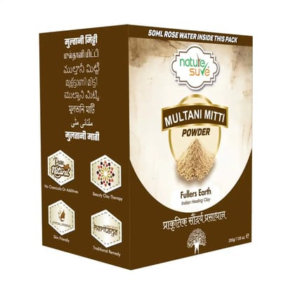 Nature Sure Multani Mitti Powder Beauty Clay 200g with Rose Water 50ml