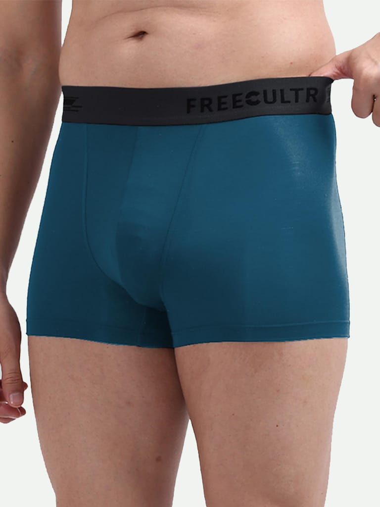 FREECULTR Men's Underwear Anti Bacterial Micromodal Airsoft Trunk - Non Itch No Chaffing Sweat Proof - Pack of 1-Midnight Blue