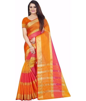 Sidhidata Cotton Silk Saree With Unstitched Blouse Piece ( Pink )