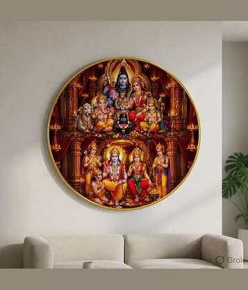 Livin'luxe Shiv Parivar and Ram Darbar Wall Art with PVC Round Frame