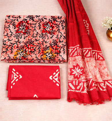 Handcrafted Batik Print Unstitched 3-Piece Suit Set