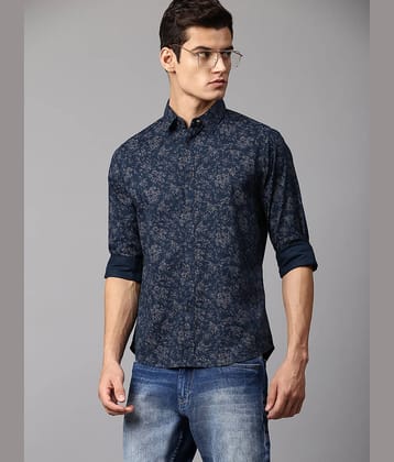 Dennis Lingo - Navy Cotton Blend Slim Fit Men's Casual Shirt ( Pack of 1 )