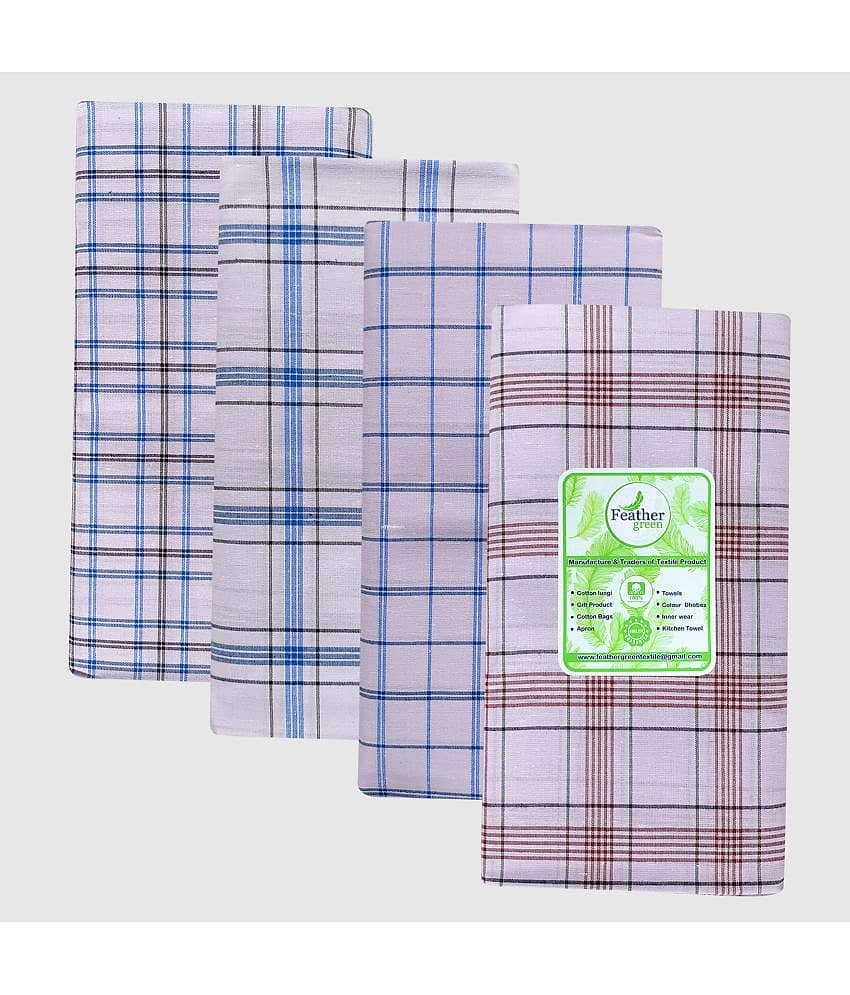 Feather Green - Multicolor Cotton Men's Lungi ( Pack of 4 )