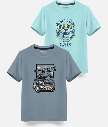 HELLCAT Pack of 2 Boys Cotton Blend T-Shirt ( Mint Green )