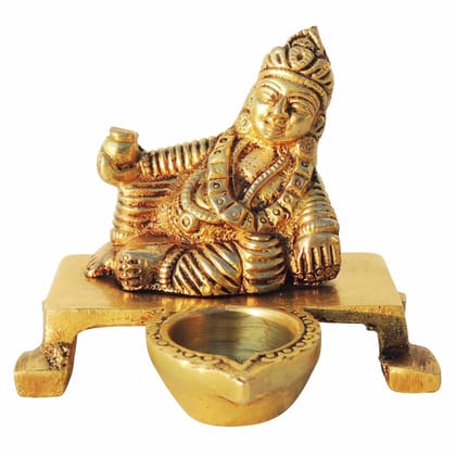Brass Kuber Ji with Deepak Idol � Prosperity God Showpiece, Height : 3 Inch (BSMAS1608 D)
