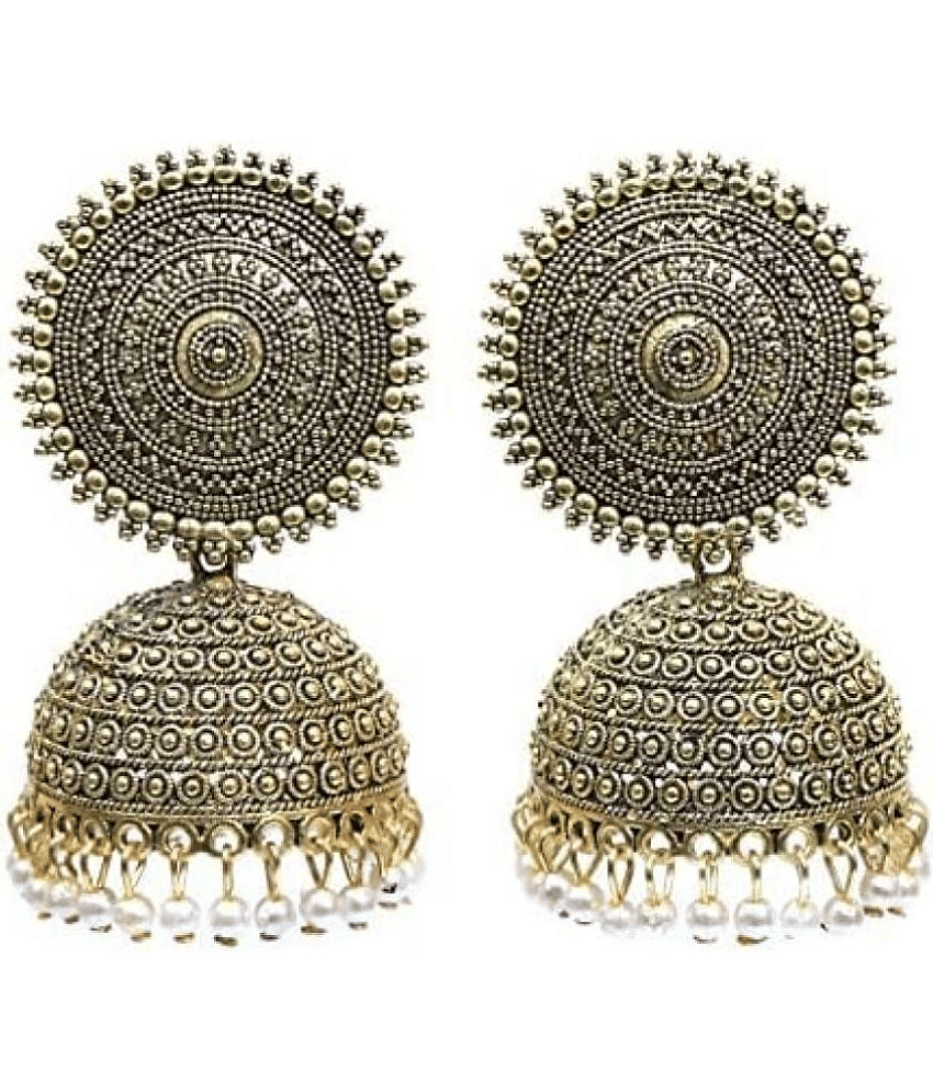 Sunhari Jewels - Gold Jhumki Earrings ( Pack of 1 )
