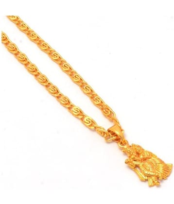 Jewar Mandi Radha Krishna Ji Bansiwala Kanhaiya Gold Plated Locket/Pendant with Link Chain Daily use for Men, Women & Girls, Boys