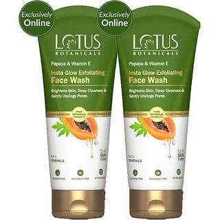 Lotus Botanicals Papaya & Vitamin E Insta Glow Exfoliating 200Ml(Pack Of 2) Face Wash (400 Ml)