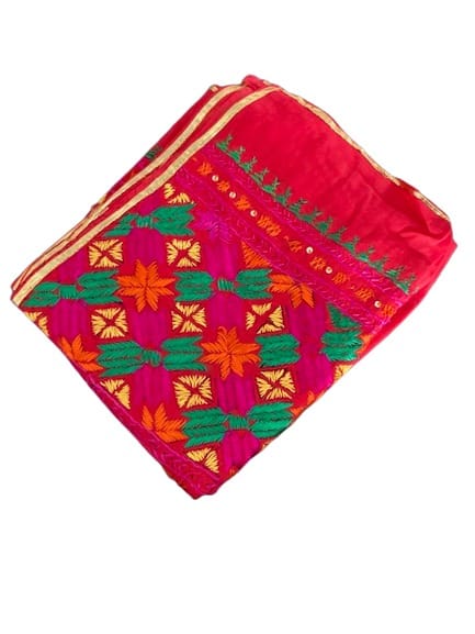 Buy Pure Cotton Red Phulkari Dupatta