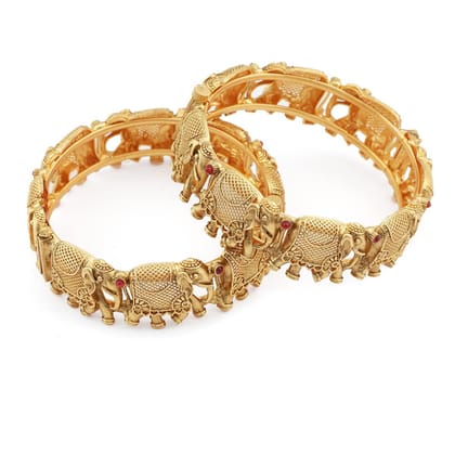 Traditional Gold Plated Rajwadi Elephant Kada