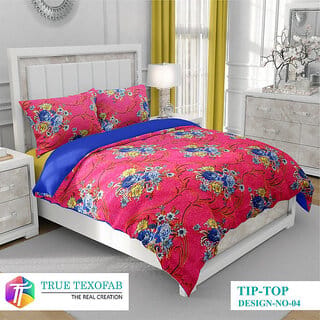 Black Bee Leaves Print On Pink Base Double Bedsheet With 2 Pillow Covers (208 X 213 Cm)(Bs30-08) Black Bee Leaves Print On Pink Base Double Bedsheet With 2 Pillow Covers (208 X 213 Cm)(Bs30-08)