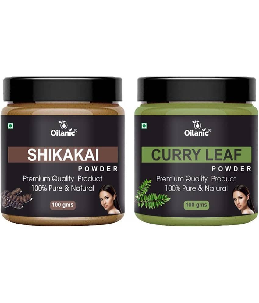 Oilanic 100% Pure Shikakai Powder & Curry Leaf Powder For Skin Hair Mask 200 g Pack of 2